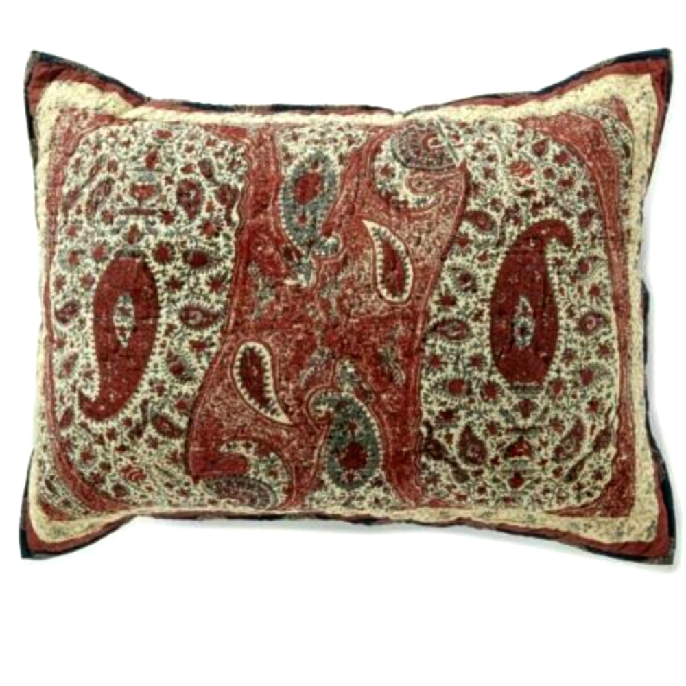 Studio D King Size Sham Pair Paisley Burgundy Blue Cream Floral Marley NWT